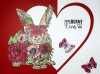 Bunny Rabbit A5 Red Rubber Stamp by Janine Gerard-Shaw