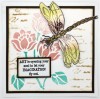 Dragonfly and Sunflower A5 Red Rubber Stamp by Janine Gerard Shaw