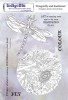 Dragonfly and Sunflower A5 Red Rubber Stamp by Janine Gerard Shaw