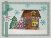 Gingerbread House A6 Red Rubber Stamp by Janine Gerard-Shaw