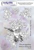 Hummingbird and Peony A5 Red Rubber Stamp