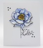 Marigold and Peony A6 Red Rubber Stamp by Kay Halliwell-Sutton