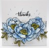 Marigold and Peony A6 Red Rubber Stamp by Kay Halliwell-Sutton