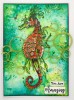 Sea Turtle and Seahorse A5 Red Rubber Stamp by Janine Gerard-Shaw