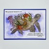 Sea Turtle and Seahorse A5 Red Rubber Stamp by Janine Gerard-Shaw