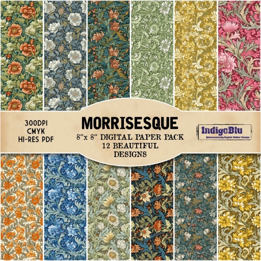Morrisesque 8x8 Paper Set - 12 Designs - Digi