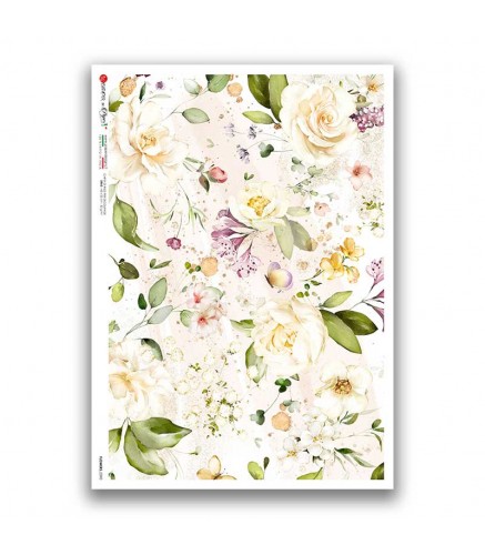 Premium Rice Paper - Flowers-0390 - 1 Design of A4