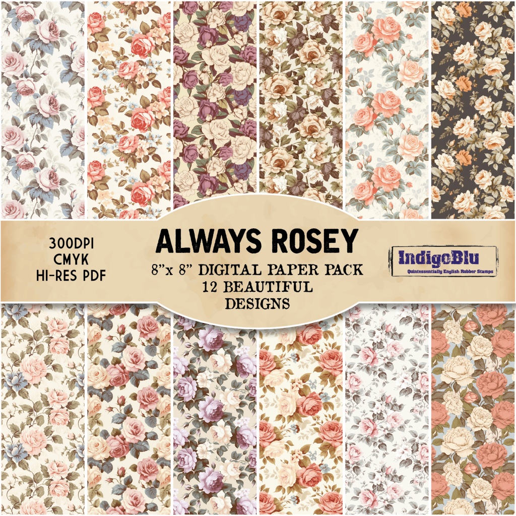 Always Rosey 8x8 Paper Set - 12 Designs - Digi