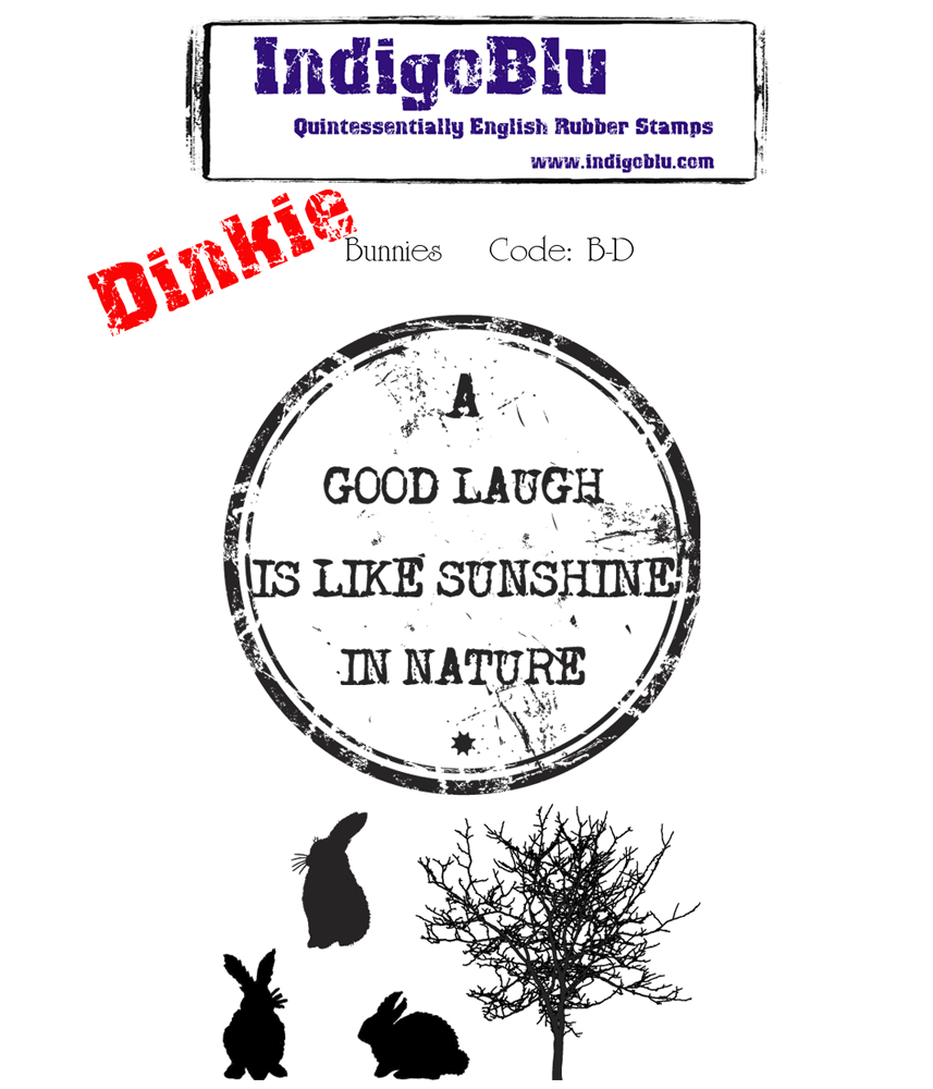 Red Ink Rabbit Stamp Bunnies Dinkie A7 Red Rubber Stamp - IndigoBlu