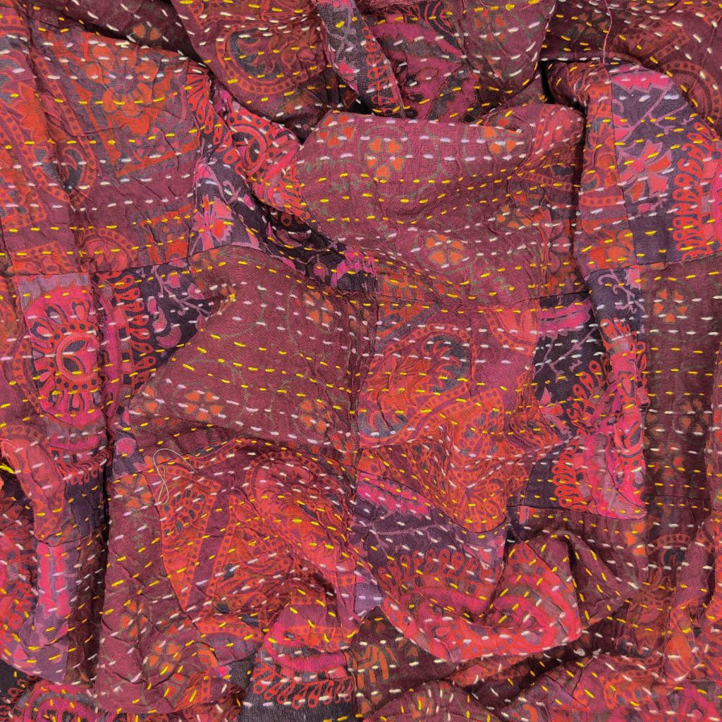 Kantha Fabric - Red - IndigoBlu
