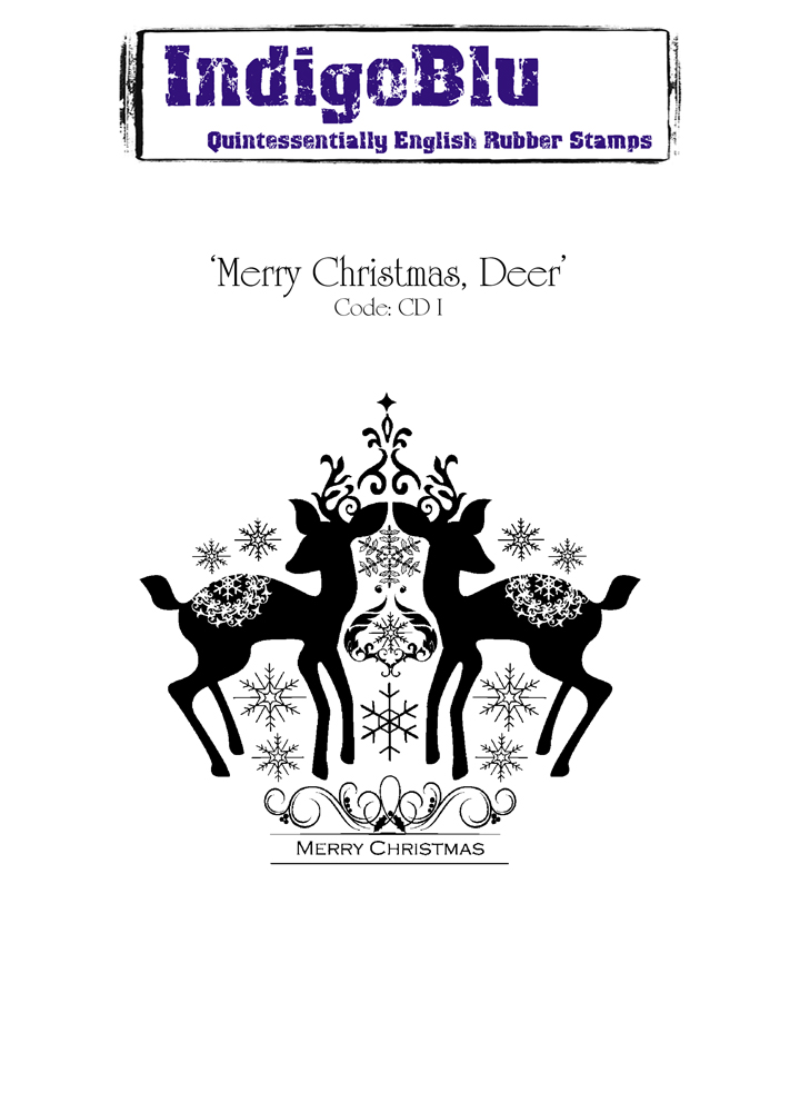 Merry Christmas Deer A6 Red Rubber Stamp