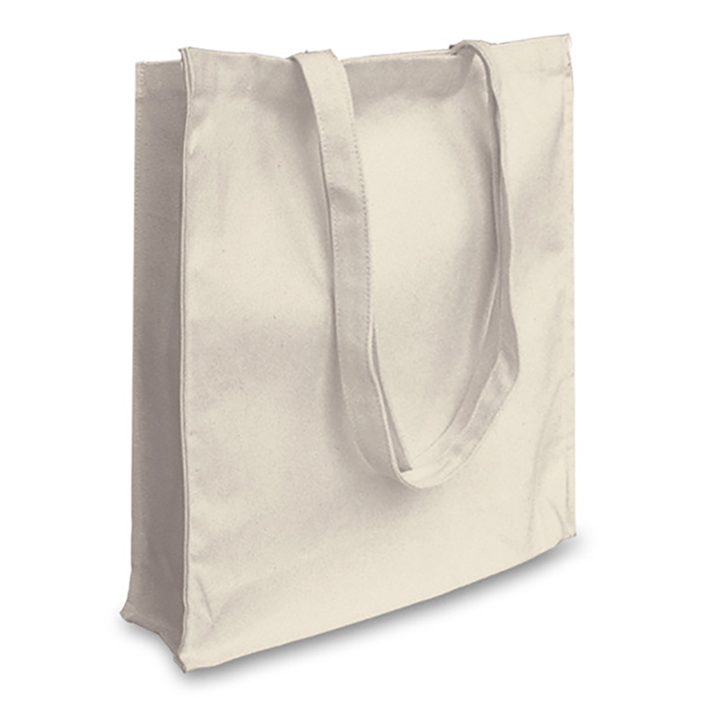 Natural Zip Top Long Handle Canvas Tote Bag